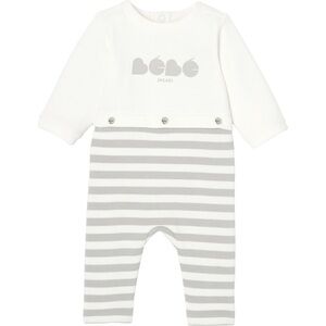 NWT Jacadi Baby White and Gray Striped Onesie